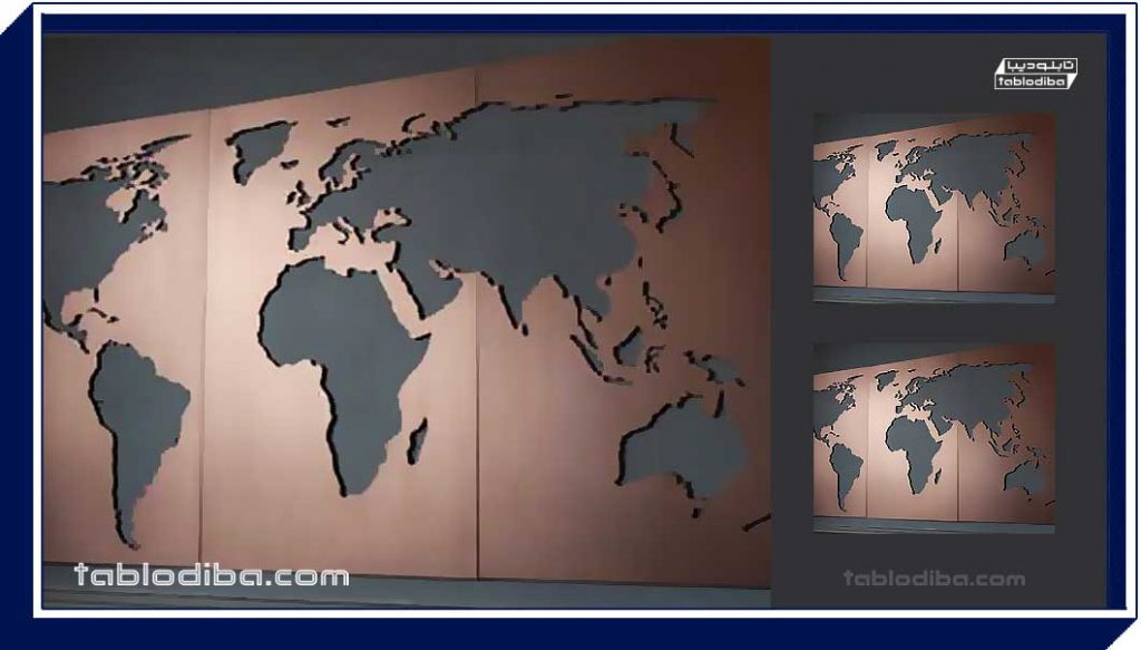 تابلو نقشه جهان فلزی